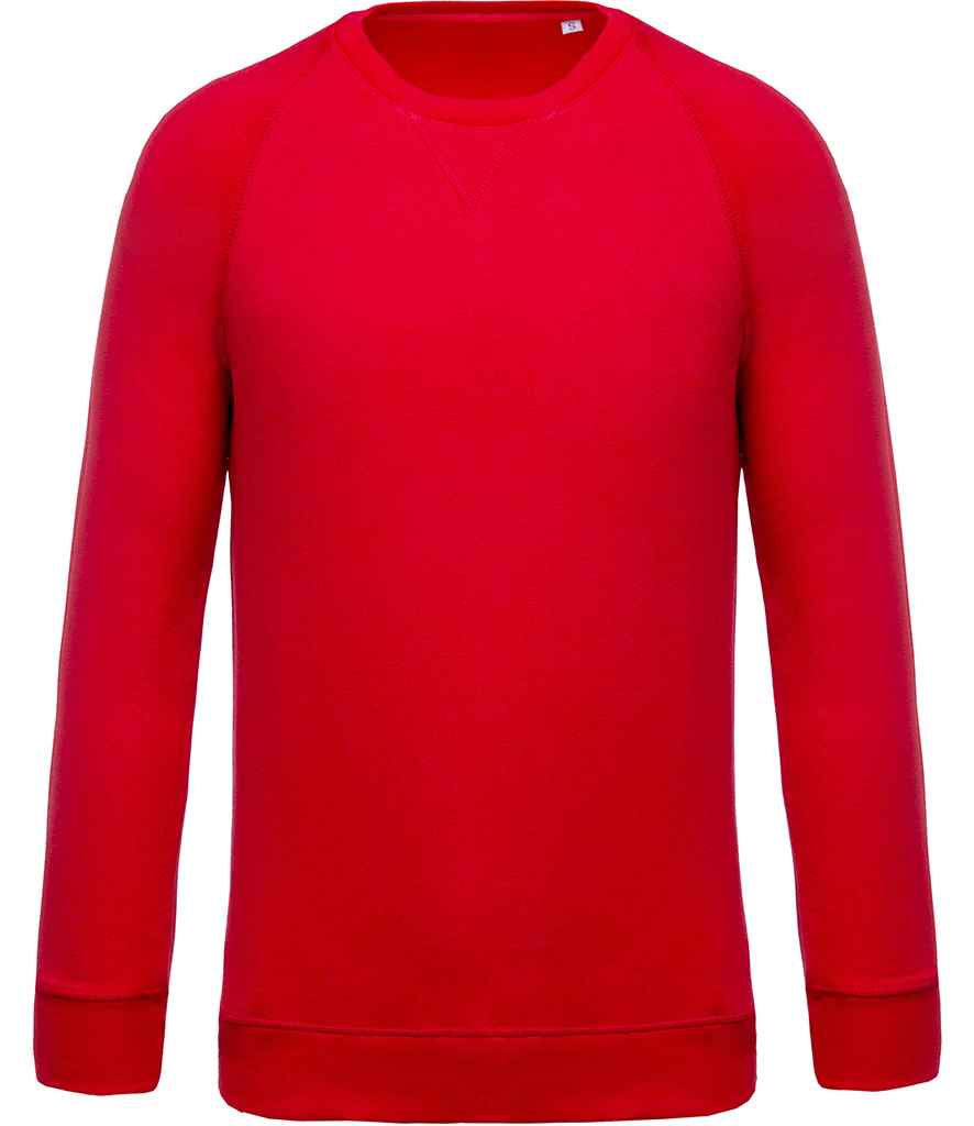 Kariban Organic Raglan Sweatshirt in Red by Kariban — Custom branded clothing by Print Press, featuring premium embroidery produced in our specialist print lab in the UK.