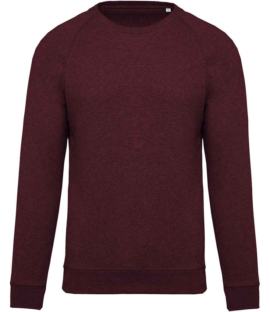 Kariban Organic Raglan Sweatshirt in Wine Heather by Kariban — Custom branded clothing by Print Press, featuring premium embroidery produced in our specialist print lab in the UK.