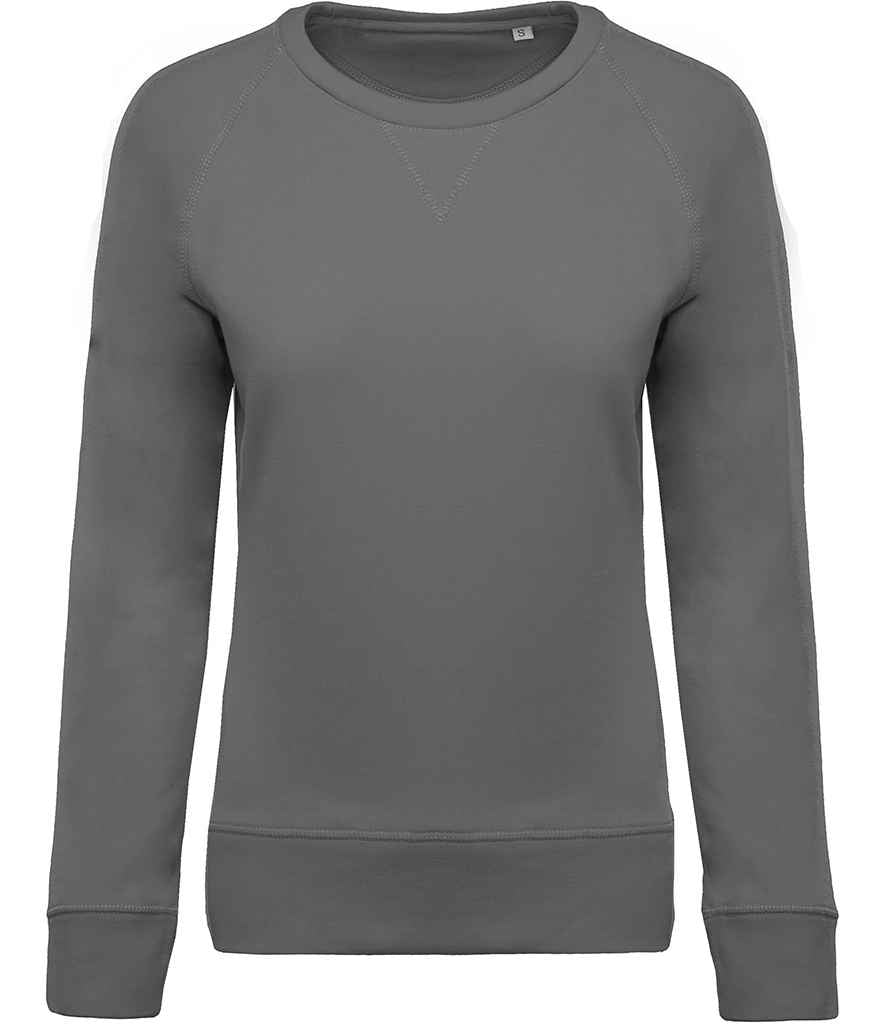 Kariban Ladies Organic Raglan Sweatshirt in Storm Grey by Kariban — Custom branded clothing by Print Press, featuring premium embroidery produced in our specialist print lab in the UK.