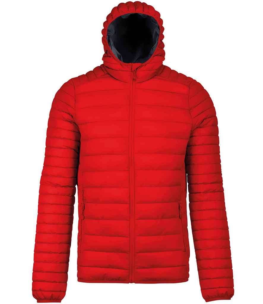 Kariban Lightweight Hooded Padded Jacket in Red by Kariban — Custom branded clothing by Print Press, featuring premium embroidery produced in our specialist print lab in the UK.