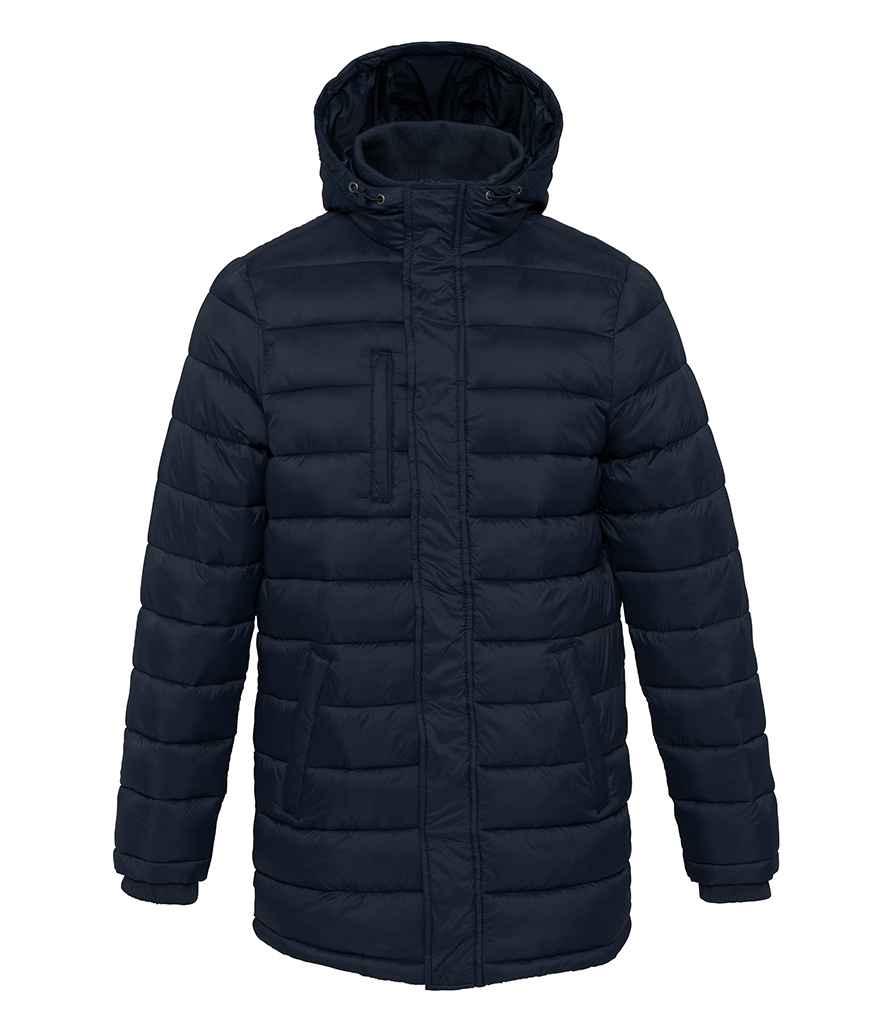 Kariban Lightweight Long Padded Parka Jacket in Navy by Kariban — Custom branded clothing by Print Press, featuring premium embroidery produced in our specialist print lab in the UK.