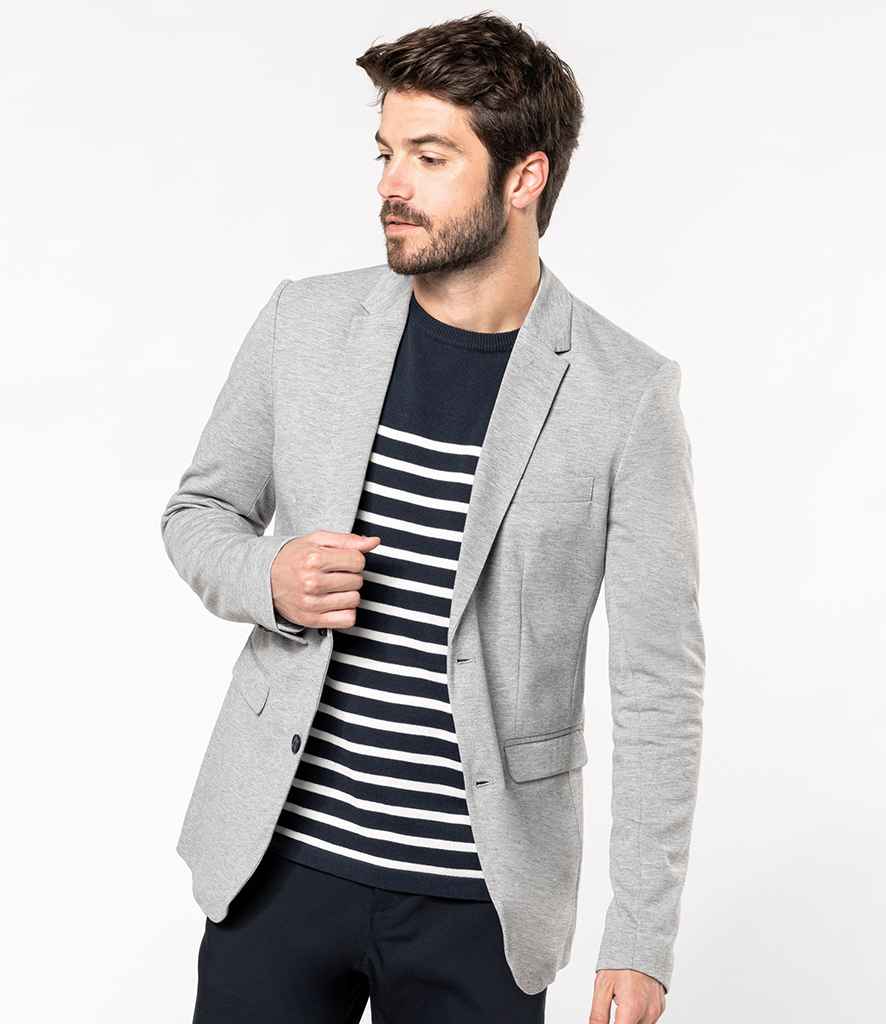 Kariban Knitted Blazer in Light Grey Heather by Kariban — Custom branded clothing by Print Press, featuring premium embroidery produced in our specialist print lab in the UK.