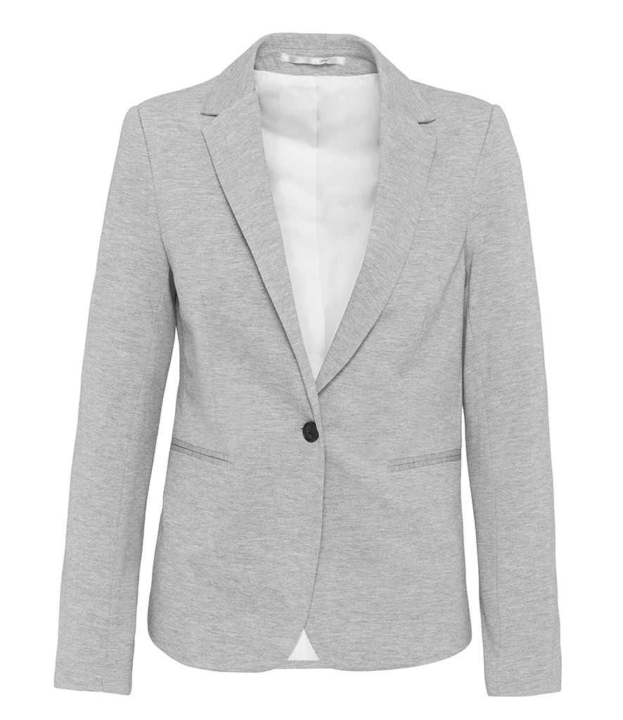Kariban Ladies Knitted Blazer in Light Grey Heather by Kariban — Custom branded clothing by Print Press, featuring premium embroidery produced in our specialist print lab in the UK.
