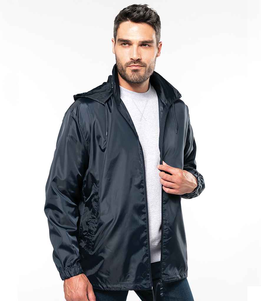 Kariban Windbreaker Jacket in Navy by Kariban — Custom branded clothing by Print Press, featuring premium embroidery produced in our specialist print lab in the UK.