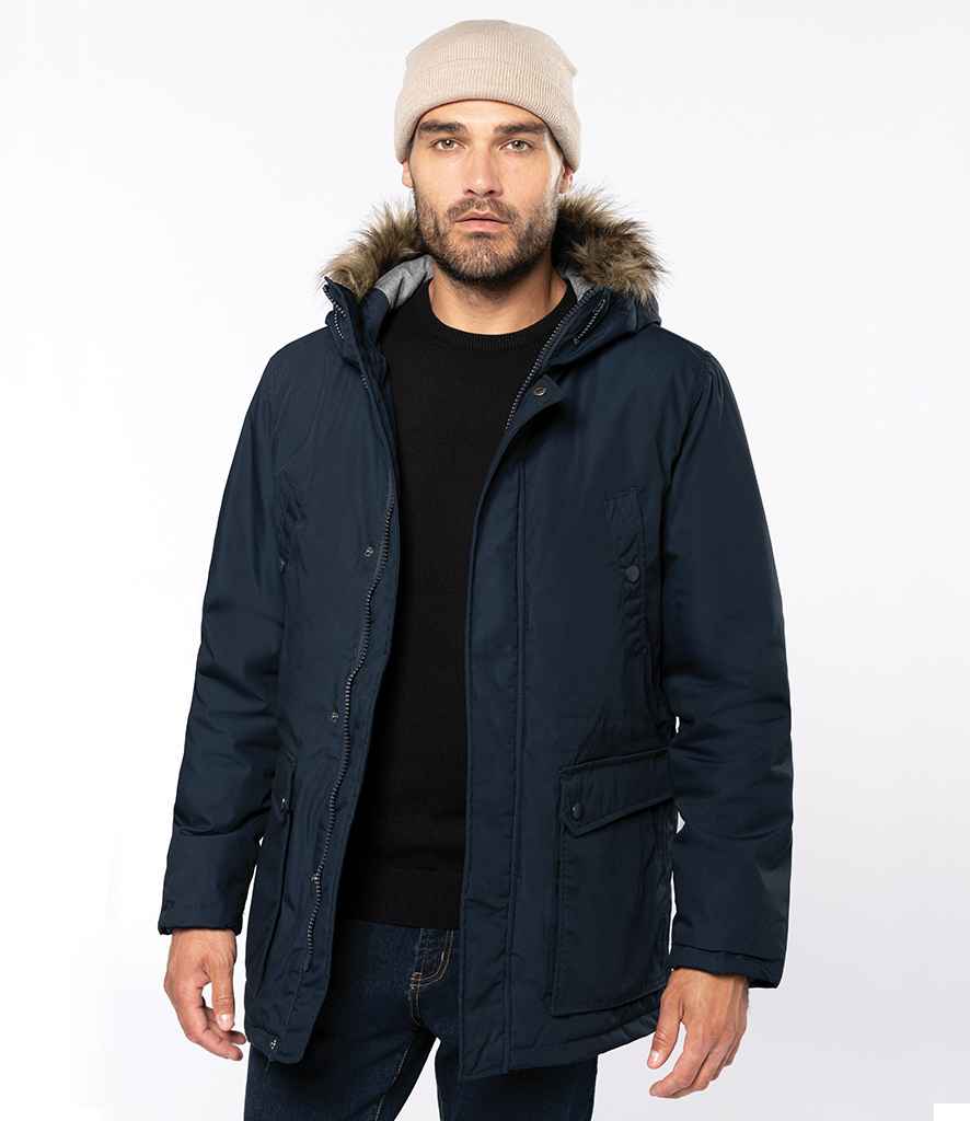 Kariban Winter Parka Jacket in Navy by Kariban — Custom branded clothing by Print Press, featuring premium embroidery produced in our specialist print lab in the UK.