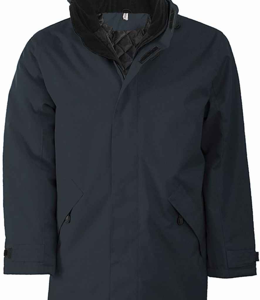 Kariban Parka Jacket in Dark Grey Black by Kariban — Custom branded clothing by Print Press, featuring premium embroidery produced in our specialist print lab in the UK.
