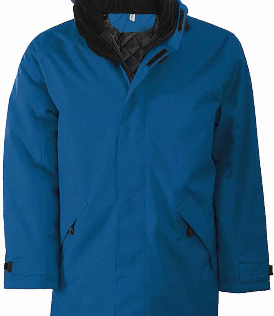 Kariban Parka Jacket in Light Royal Black by Kariban — Custom branded clothing by Print Press, featuring premium embroidery produced in our specialist print lab in the UK.
