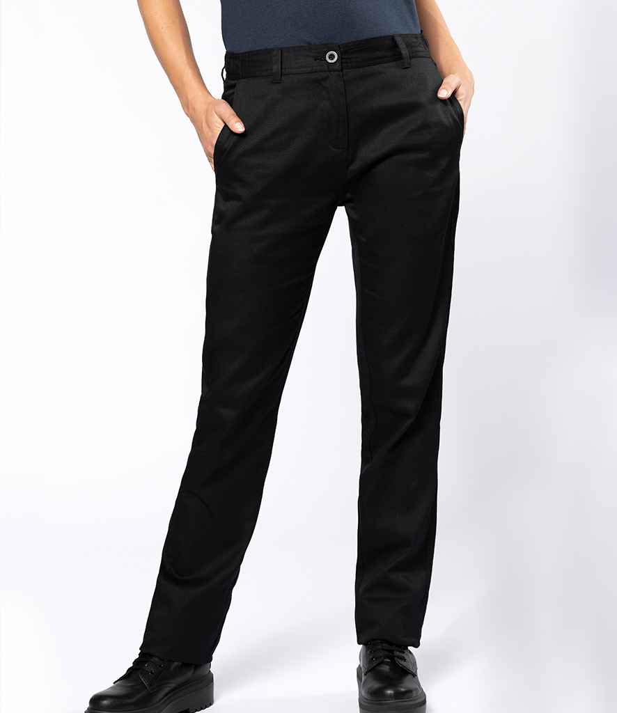 Kariban Ladies Day to Day Trousers in Black by Kariban — Custom branded clothing by Print Press, featuring premium embroidery produced in our specialist print lab in the UK.