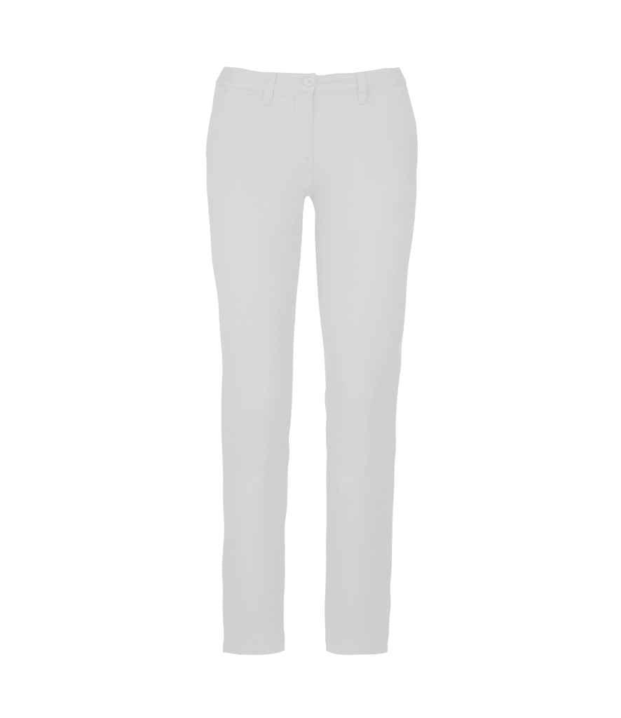 Kariban Ladies Chino Trousers in White by Kariban — Custom branded clothing by Print Press, featuring premium embroidery produced in our specialist print lab in the UK.