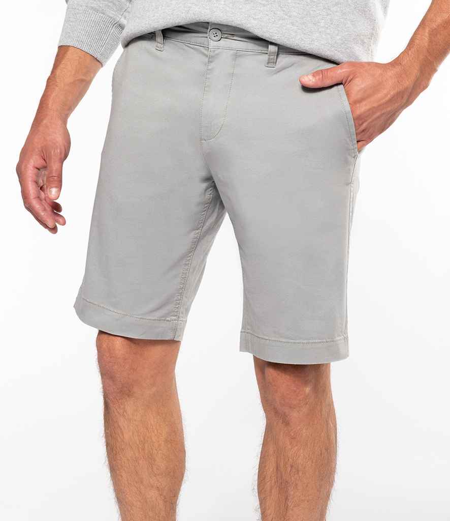 Kariban Chino Bermuda Shorts in Fine Grey by Kariban — Custom branded clothing by Print Press, featuring premium embroidery produced in our specialist print lab in the UK.