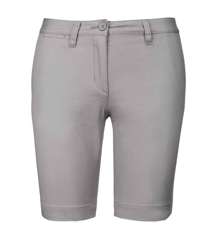 Kariban Ladies Chino Bermuda Shorts in Fine Grey by Kariban — Custom branded clothing by Print Press, featuring premium embroidery produced in our specialist print lab in the UK.
