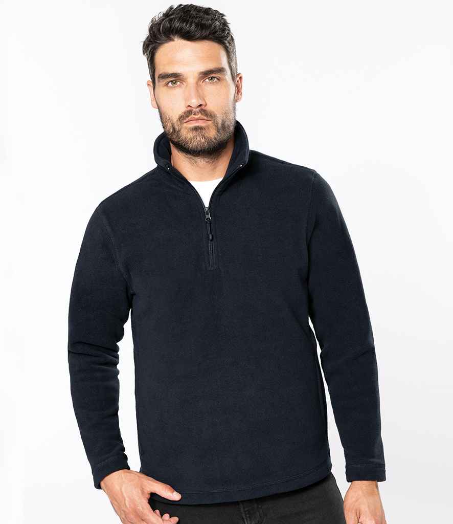 Kariban Enzo Zip Neck Micro Fleece in Black by Kariban — Custom branded clothing by Print Press, featuring premium embroidery produced in our specialist print lab in the UK.