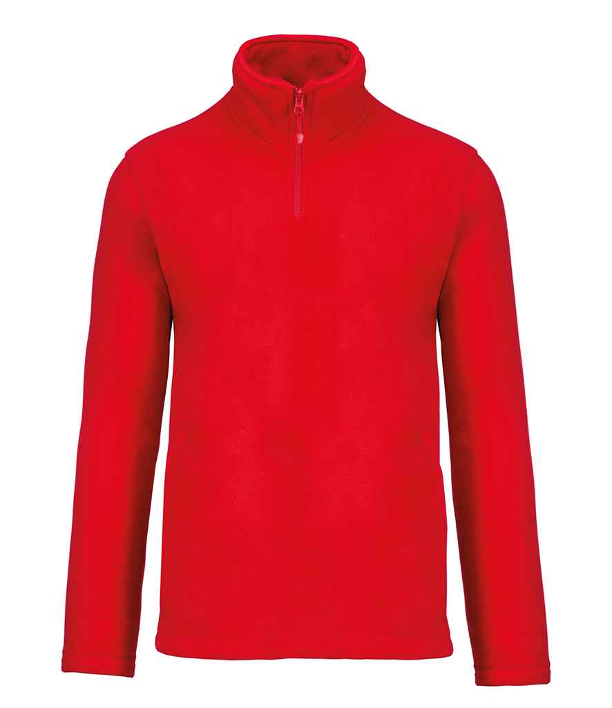 Kariban Enzo Zip Neck Micro Fleece in Red by Kariban — Custom branded clothing by Print Press, featuring premium embroidery produced in our specialist print lab in the UK.