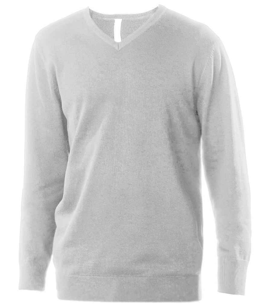Kariban Cotton Acrylic V Neck Sweater in Grey Melange by Kariban — Custom branded clothing by Print Press, featuring premium embroidery produced in our specialist print lab in the UK.