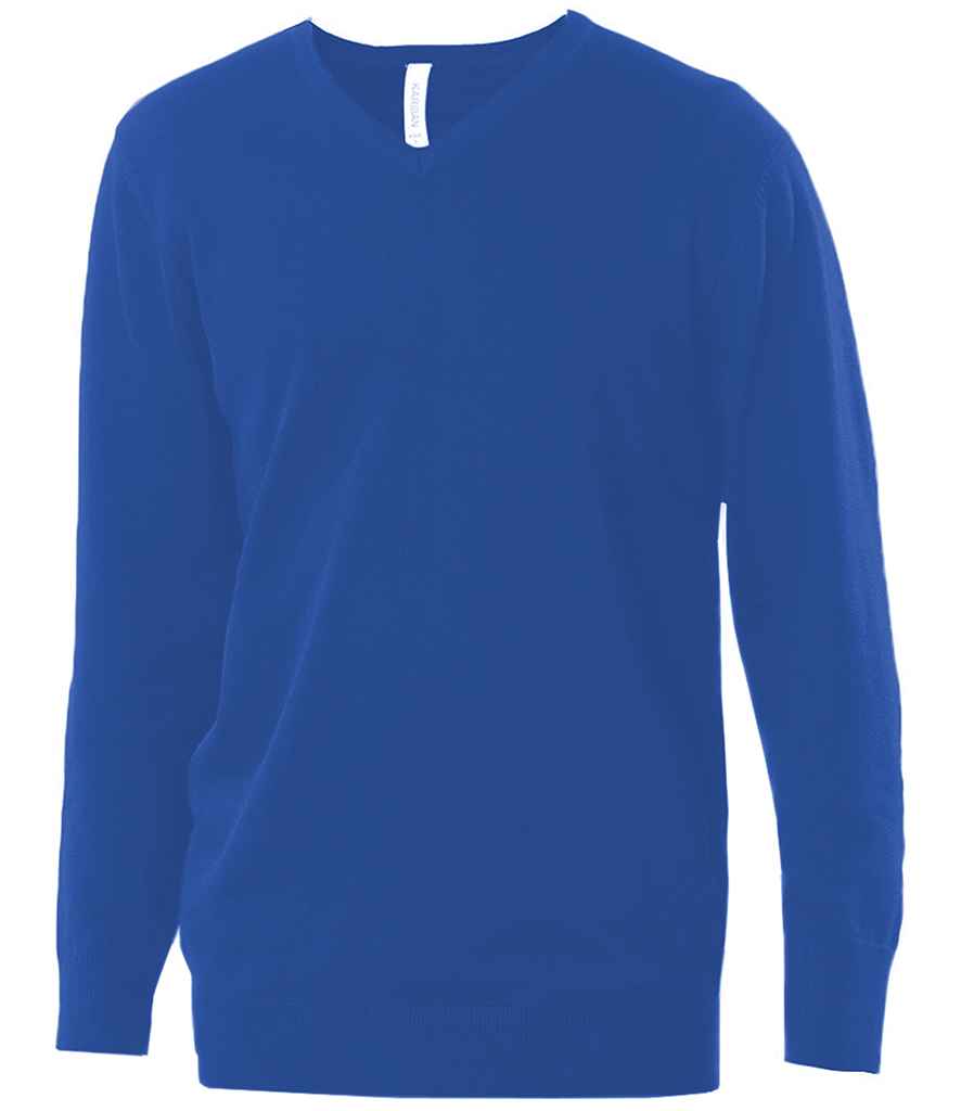 Kariban Cotton Acrylic V Neck Sweater in Light Royal by Kariban — Custom branded clothing by Print Press, featuring premium embroidery produced in our specialist print lab in the UK.