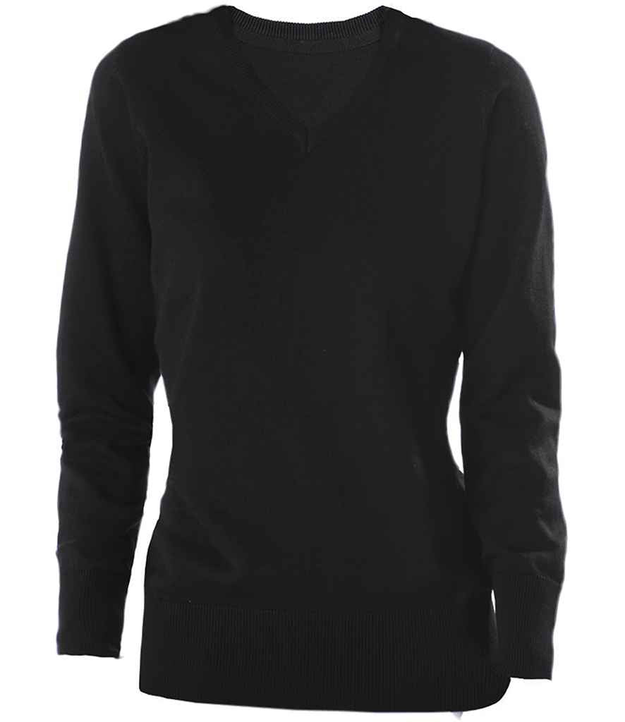 Kariban Ladies Cotton Acrylic V Neck Sweater in Dark Grey by Kariban — Custom branded clothing by Print Press, featuring premium embroidery produced in our specialist print lab in the UK.