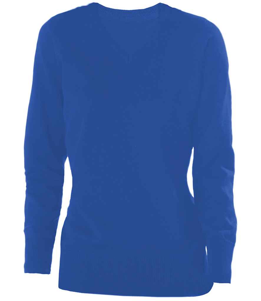Kariban Ladies Cotton Acrylic V Neck Sweater in Grey Melange by Kariban — Custom branded clothing by Print Press, featuring premium embroidery produced in our specialist print lab in the UK.