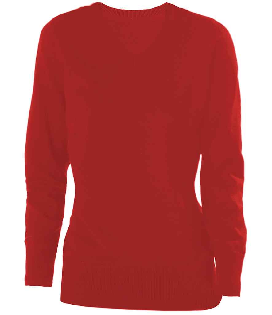 Kariban Ladies Cotton Acrylic V Neck Sweater in by Kariban — Custom branded clothing by Print Press, featuring premium embroidery produced in our specialist print lab in the UK.