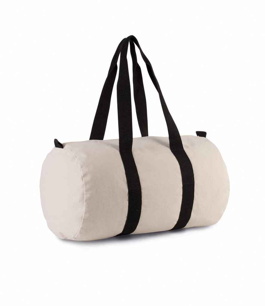 Kimood Cotton Canvas Barrel Bag in ONE Natural Black by Kimood — Custom branded clothing by Print Press, featuring premium embroidery produced in our specialist print lab in the UK.