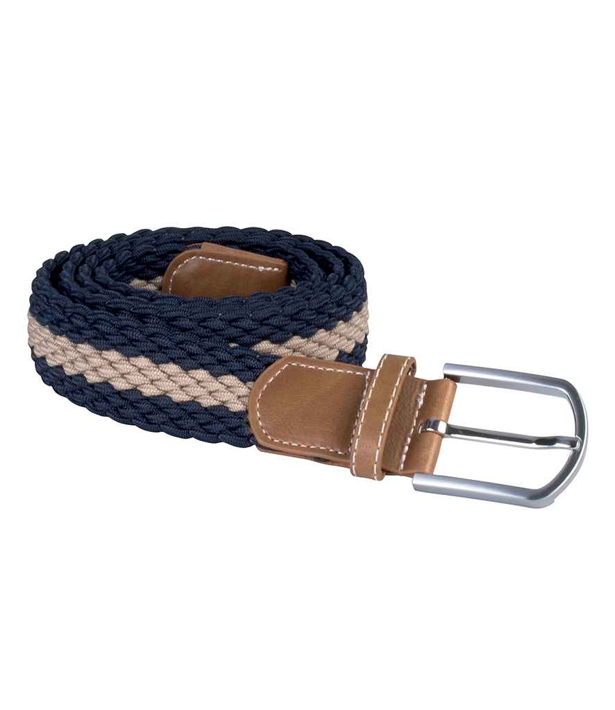 K-UP Braided Elasticated Belt in ONE Navy Beige by K-Up — Custom branded clothing by Print Press, featuring premium embroidery produced in our specialist print lab in the UK.