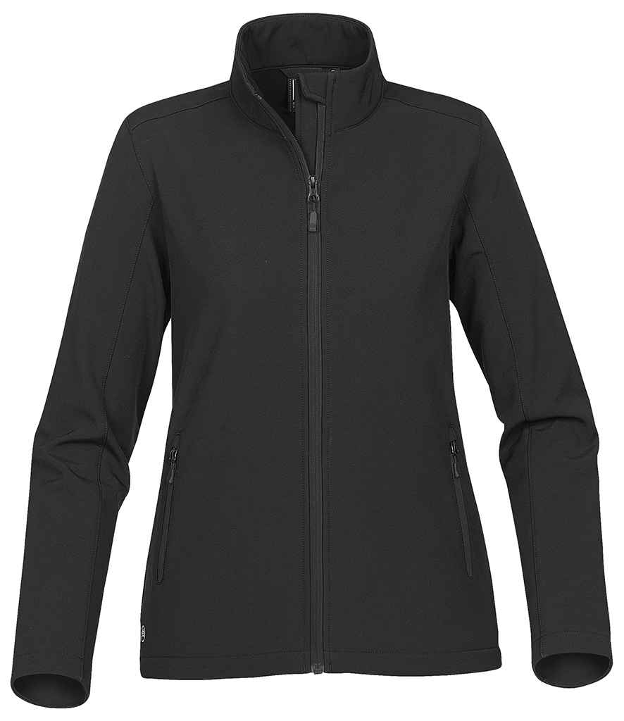 Stormtech Ladies Orbiter Soft Shell Jacket in Black Carbon by Stormtech — Custom branded clothing by Print Press, featuring premium embroidery produced in our specialist print lab in the UK.