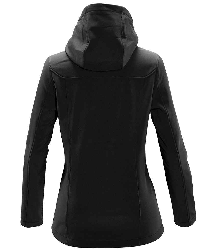 Stormtech Ladies Orbiter Hooded Soft Shell Jacket in by Stormtech — Custom branded clothing by Print Press, featuring premium embroidery produced in our specialist print lab in the UK.