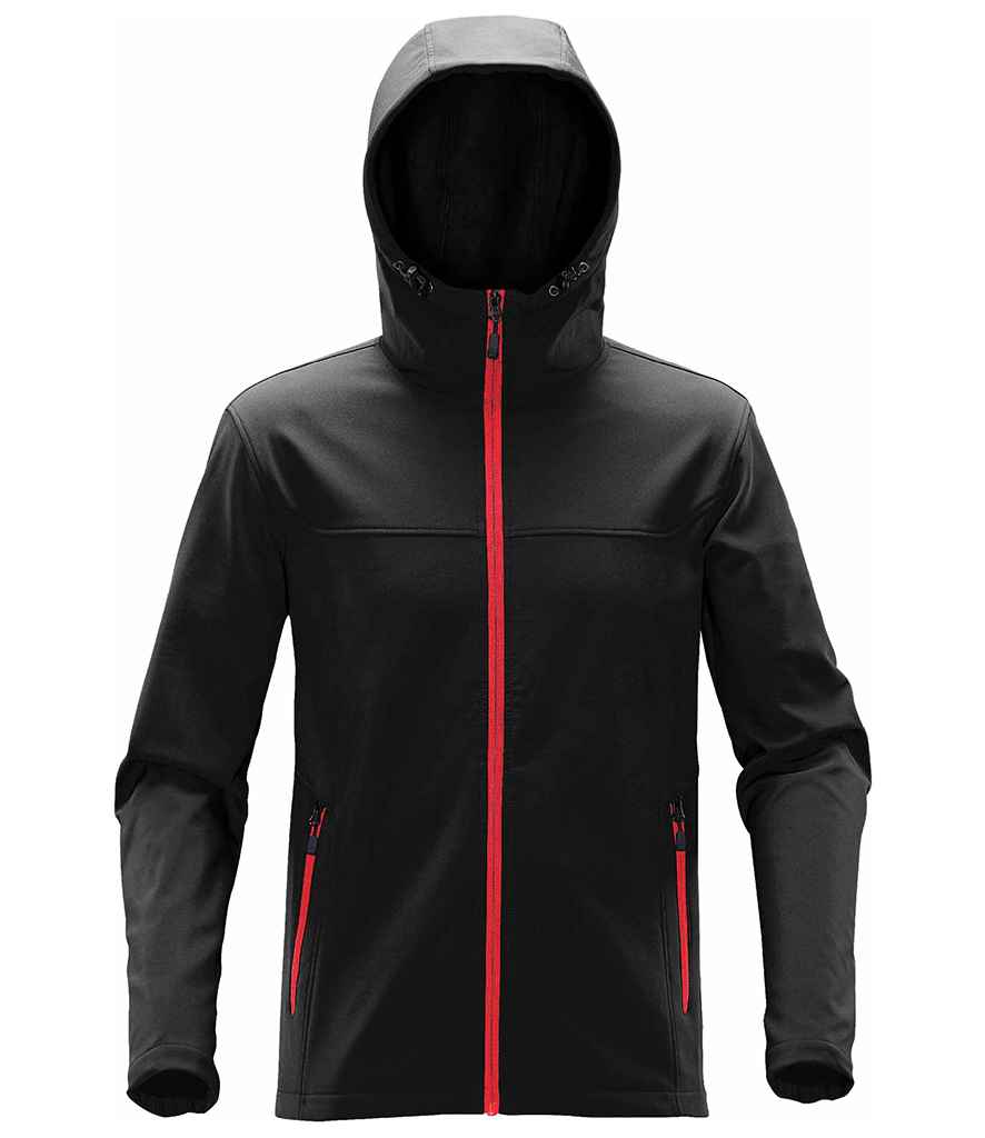 Stormtech Orbiter Hooded Soft Shell Jacket in by Stormtech — Custom branded clothing by Print Press, featuring premium embroidery produced in our specialist print lab in the UK.