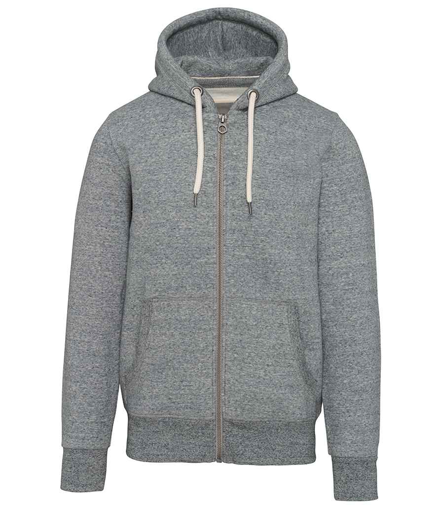 Kariban Vintage Zip Hooded Sweatshirt in Slub Grey Heather by Kariban Vintage — Custom branded clothing by Print Press, featuring premium embroidery produced in our specialist print lab in the UK.