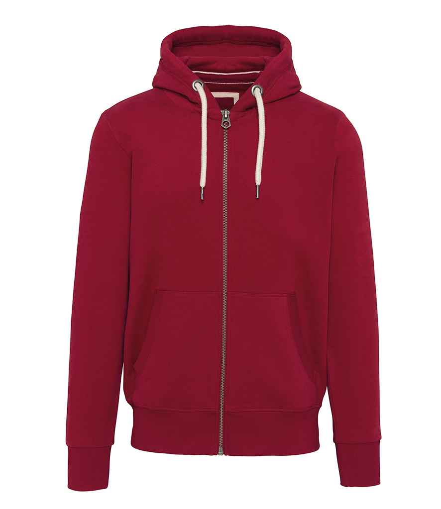 Kariban Vintage Zip Hooded Sweatshirt in Vintage Dark Red by Kariban Vintage — Custom branded clothing by Print Press, featuring premium embroidery produced in our specialist print lab in the UK.