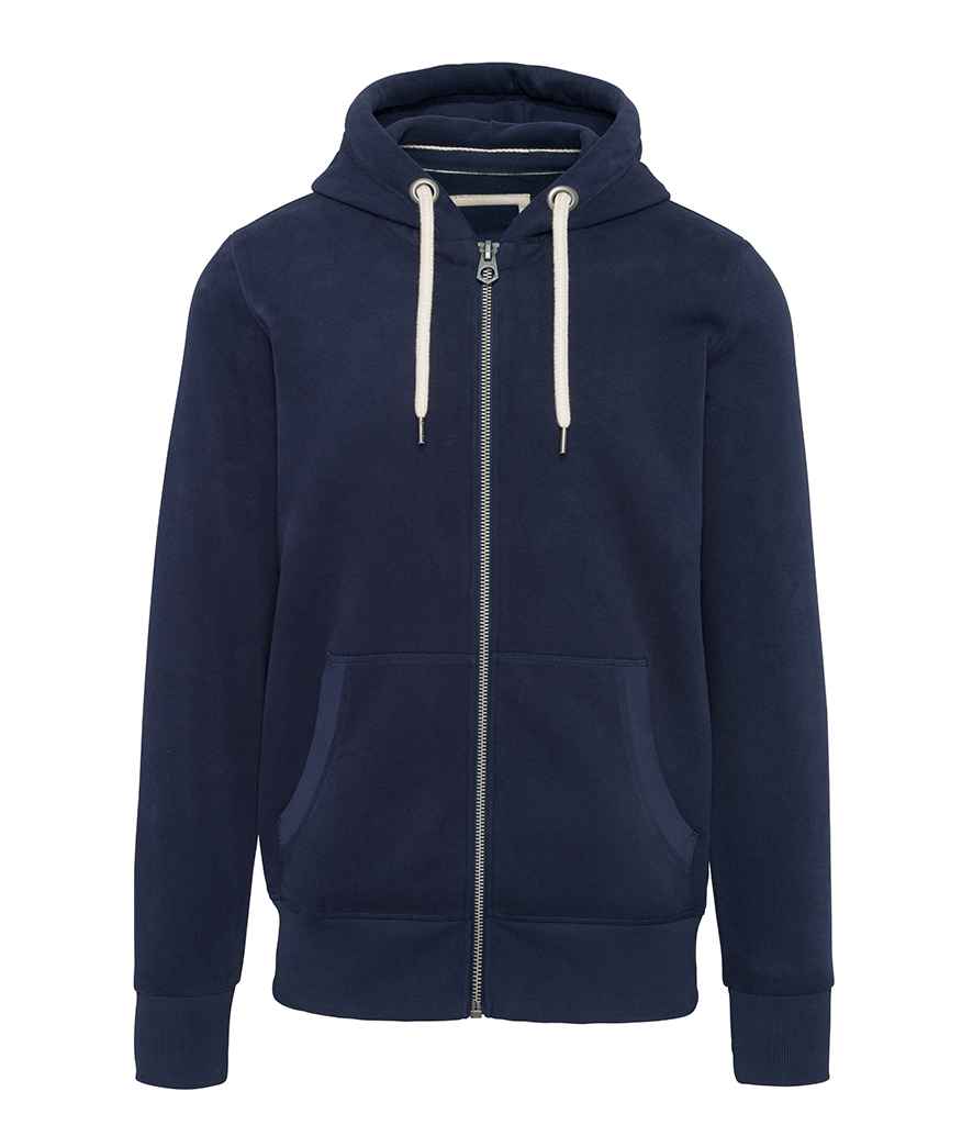 Kariban Vintage Zip Hooded Sweatshirt in Vintage Navy by Kariban Vintage — Custom branded clothing by Print Press, featuring premium embroidery produced in our specialist print lab in the UK.