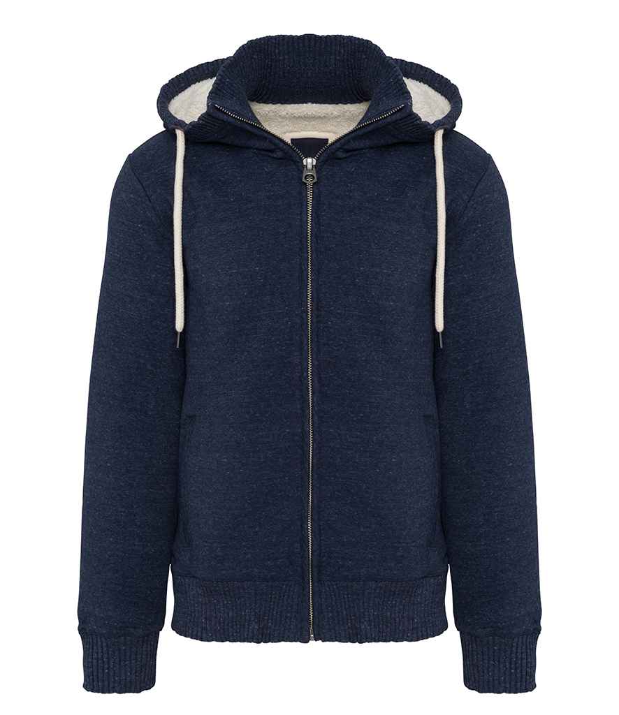 Kariban Vintage Sherpa Lined Hooded Sweatshirt in Night Blue Heather by Kariban Vintage — Custom branded clothing by Print Press, featuring premium embroidery produced in our specialist print lab in the UK.