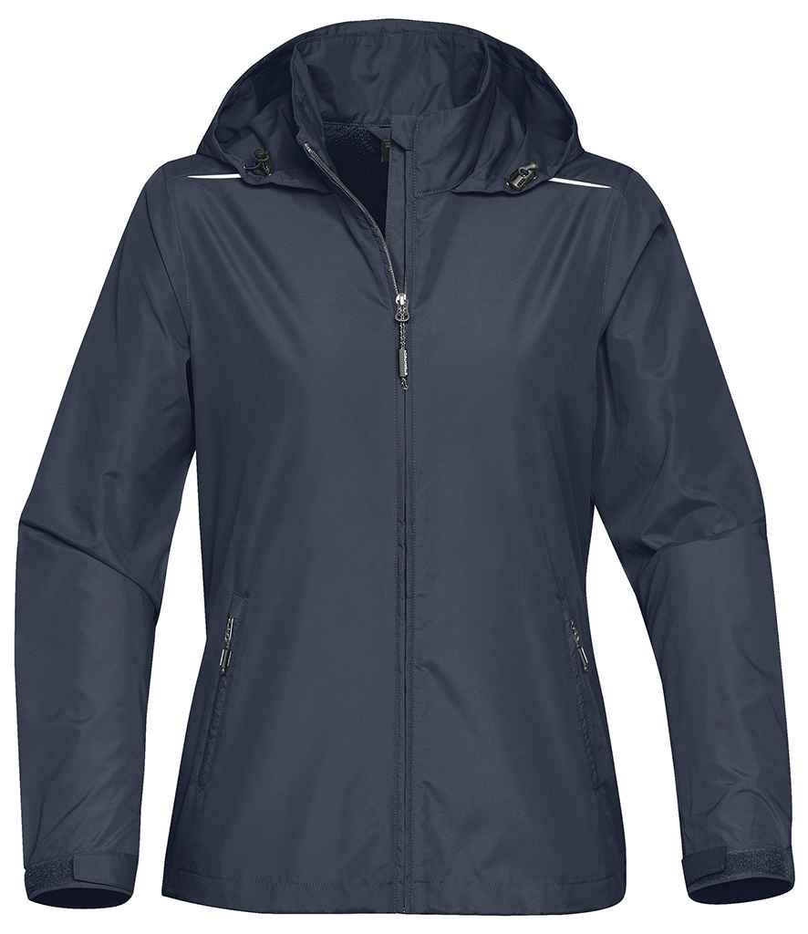 Stormtech Ladies Nautilus Performance Shell Jacket in Navy by Stormtech — Custom branded clothing by Print Press, featuring premium embroidery produced in our specialist print lab in the UK.