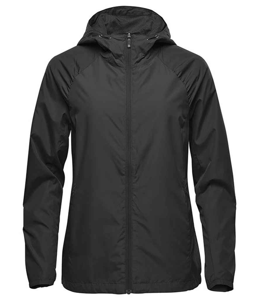 Stormtech Ladies Pacifica Wind Jacket in Black by Stormtech — Custom branded clothing by Print Press, featuring premium embroidery produced in our specialist print lab in the UK.