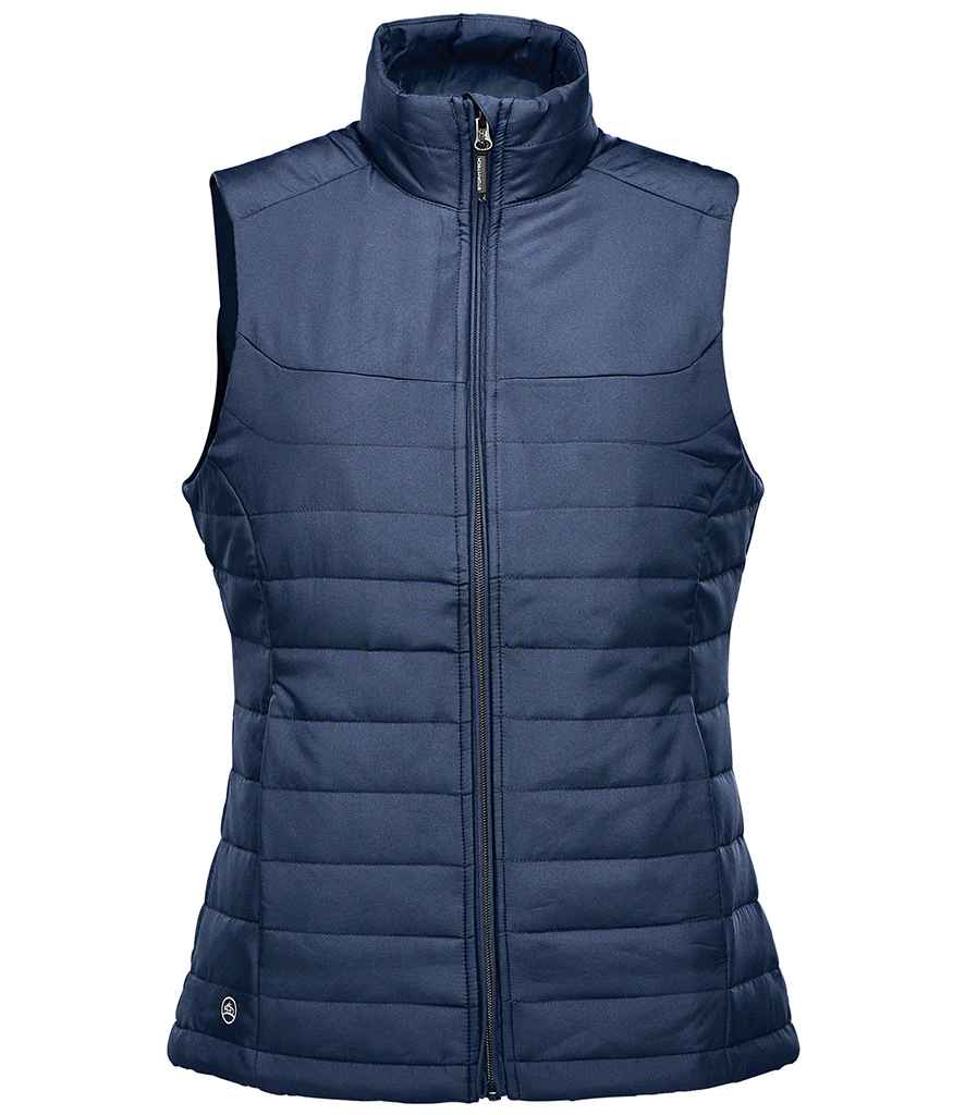 Stormtech Ladies Nautilus Quilted Bodywarmer in Navy by Stormtech — Custom branded clothing by Print Press, featuring premium embroidery produced in our specialist print lab in the UK.