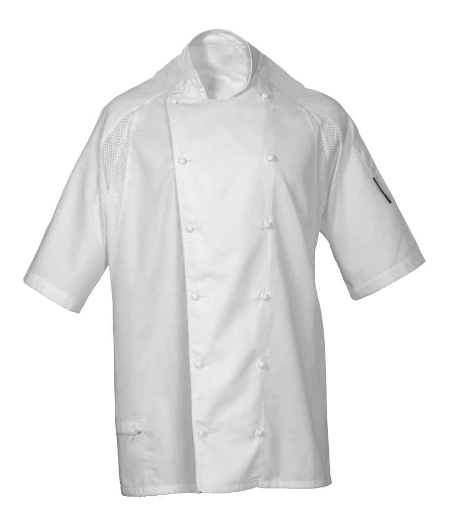 Le Chef StayCool® Prep Jacket in White Black by Le Chef — Custom branded clothing by Print Press, featuring premium embroidery produced in our specialist print lab in the UK.