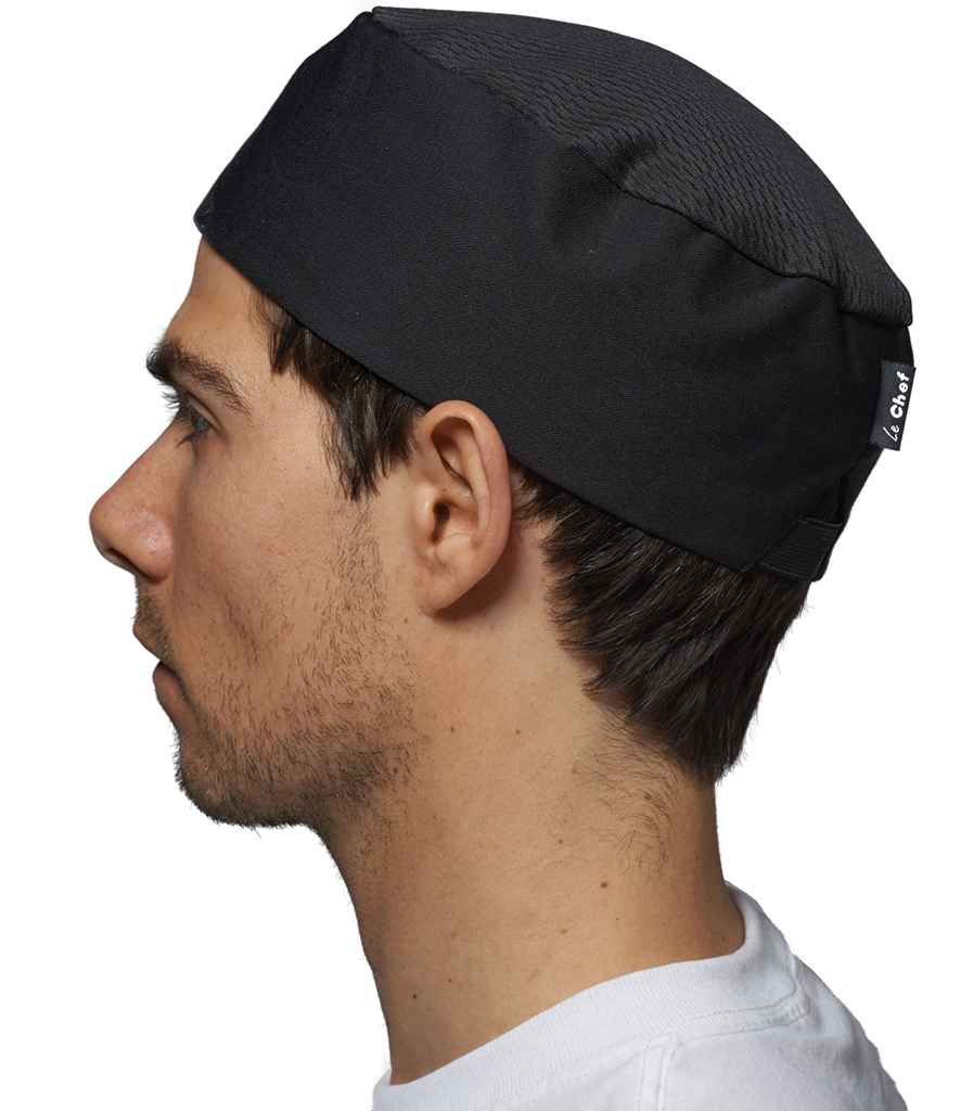 Le Chef Skull Cap in Black by Le Chef — Custom branded clothing by Print Press, featuring premium embroidery produced in our specialist print lab in the UK.