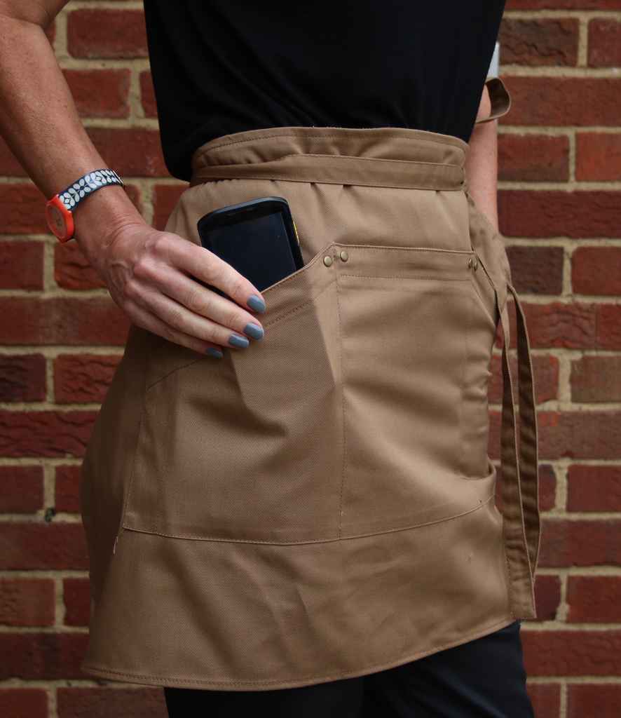 Le Chef Utility Waist Apron in ONE Khaki by Le Chef — Custom branded clothing by Print Press, featuring premium embroidery produced in our specialist print lab in the UK.