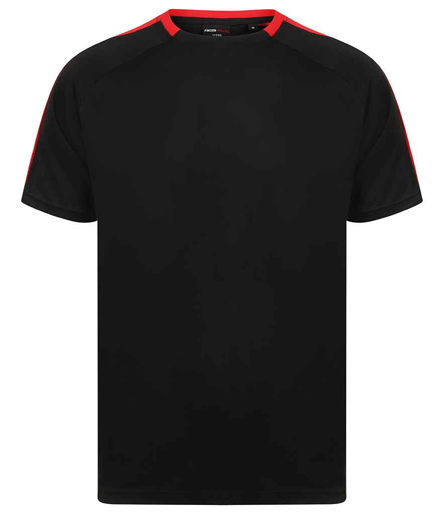 Finden and Hales Unisex Team T-Shirt in Black Red by Finden + Hales — Custom branded clothing by Print Press, featuring premium embroidery produced in our specialist print lab in the UK.