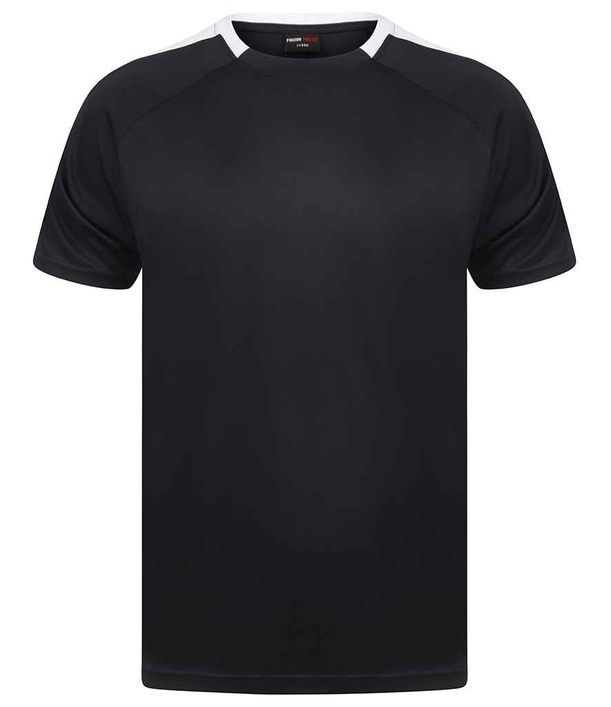 Finden and Hales Unisex Team T-Shirt in Navy White by Finden + Hales — Custom branded clothing by Print Press, featuring premium embroidery produced in our specialist print lab in the UK.