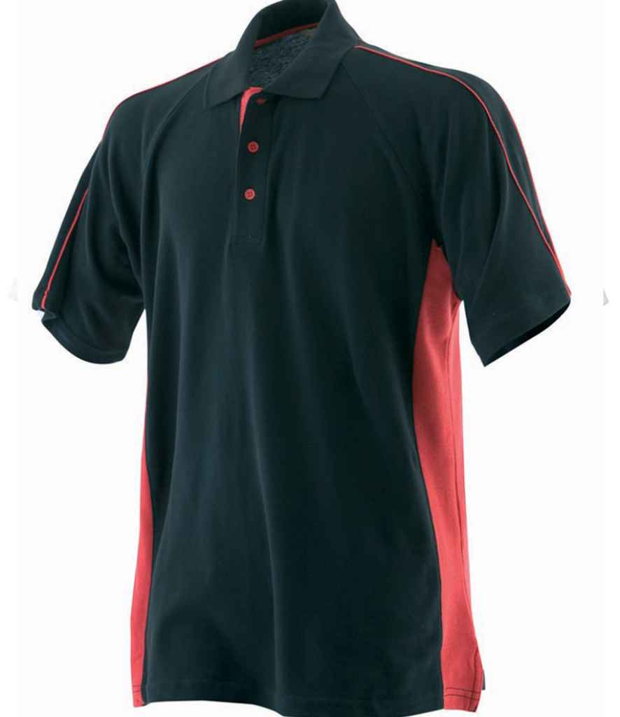 Finden and Hales Sports Cotton Pique Polo Shirt in Black Red by Finden + Hales — Custom branded clothing by Print Press, featuring premium embroidery produced in our specialist print lab in the UK.