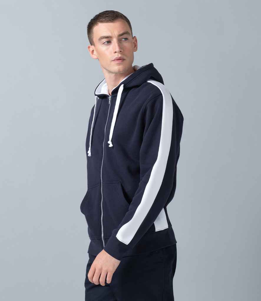 Finden and Hales Contrast Zip Hooded Sweatshirt in by Finden + Hales — Custom branded clothing by Print Press, featuring premium embroidery produced in our specialist print lab in the UK.