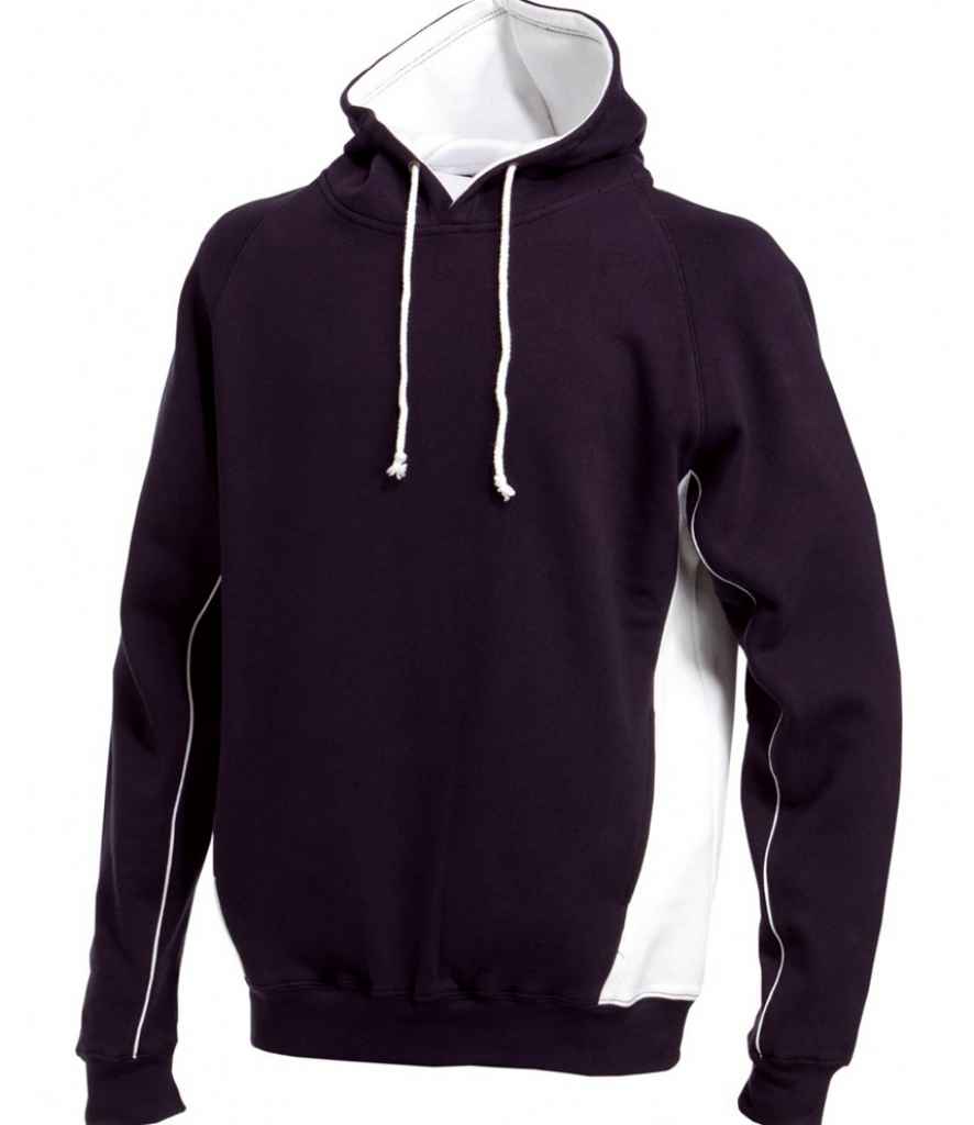 Finden and Hales Contrast Hooded Sweatshirt in Navy White by Finden + Hales — Custom branded clothing by Print Press, featuring premium embroidery produced in our specialist print lab in the UK.