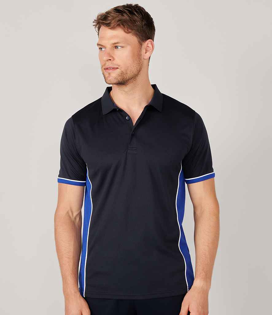 Finden and Hales Contrast Panel Polo Shirt in Navy Royal Blue by Finden + Hales — Custom branded clothing by Print Press, featuring premium embroidery produced in our specialist print lab in the UK.