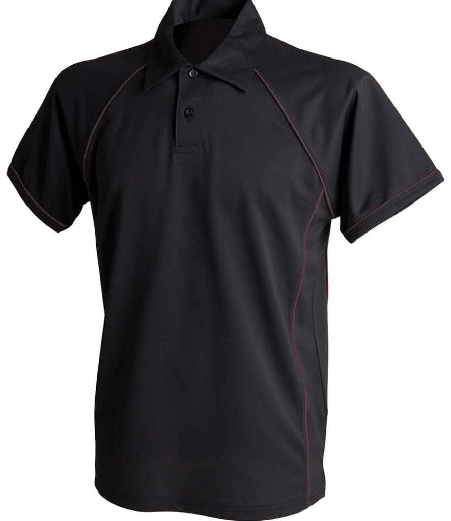 Finden and Hales Performance Piped Polo Shirt in Black Black by Finden + Hales — Custom branded clothing by Print Press, featuring premium embroidery produced in our specialist print lab in the UK.