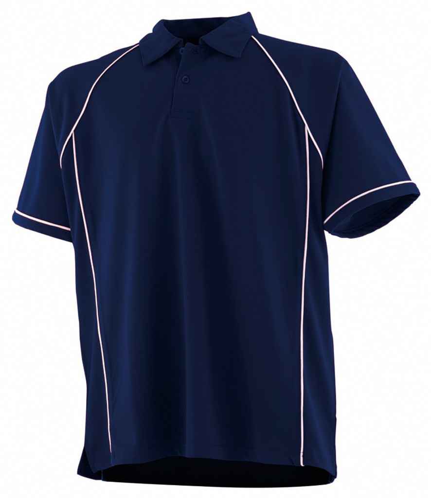 Finden and Hales Performance Piped Polo Shirt in Navy White by Finden + Hales — Custom branded clothing by Print Press, featuring premium embroidery produced in our specialist print lab in the UK.