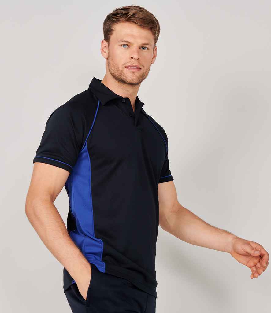 Finden and Hales Performance Piped Polo Shirt in Navy Royal Blue by Finden + Hales — Custom branded clothing by Print Press, featuring premium embroidery produced in our specialist print lab in the UK.