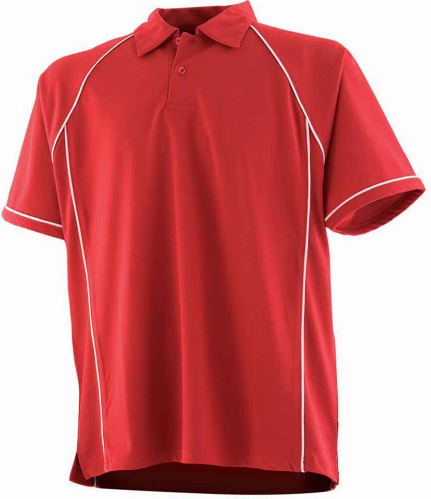 Finden and Hales Performance Piped Polo Shirt in Red White by Finden + Hales — Custom branded clothing by Print Press, featuring premium embroidery produced in our specialist print lab in the UK.