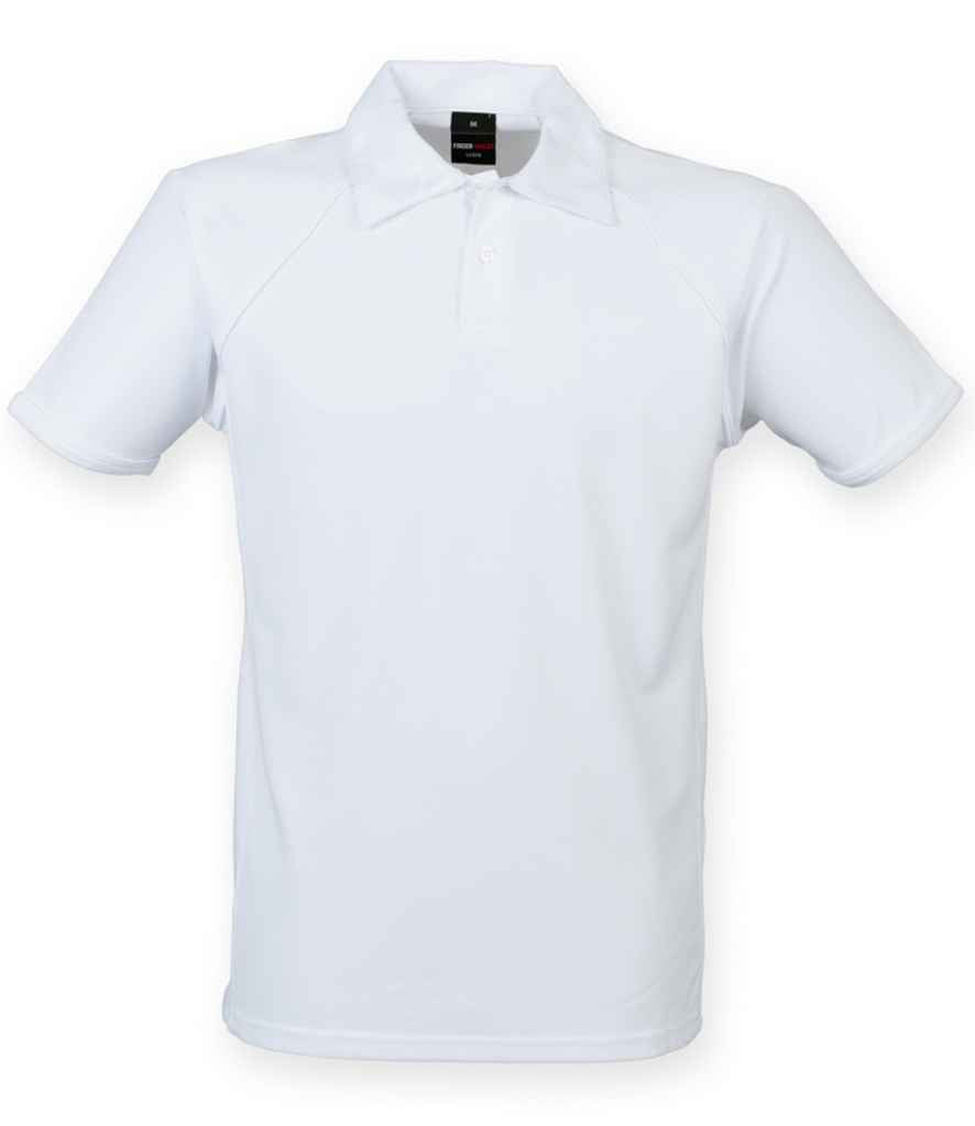 Finden and Hales Performance Piped Polo Shirt in White White by Finden + Hales — Custom branded clothing by Print Press, featuring premium embroidery produced in our specialist print lab in the UK.