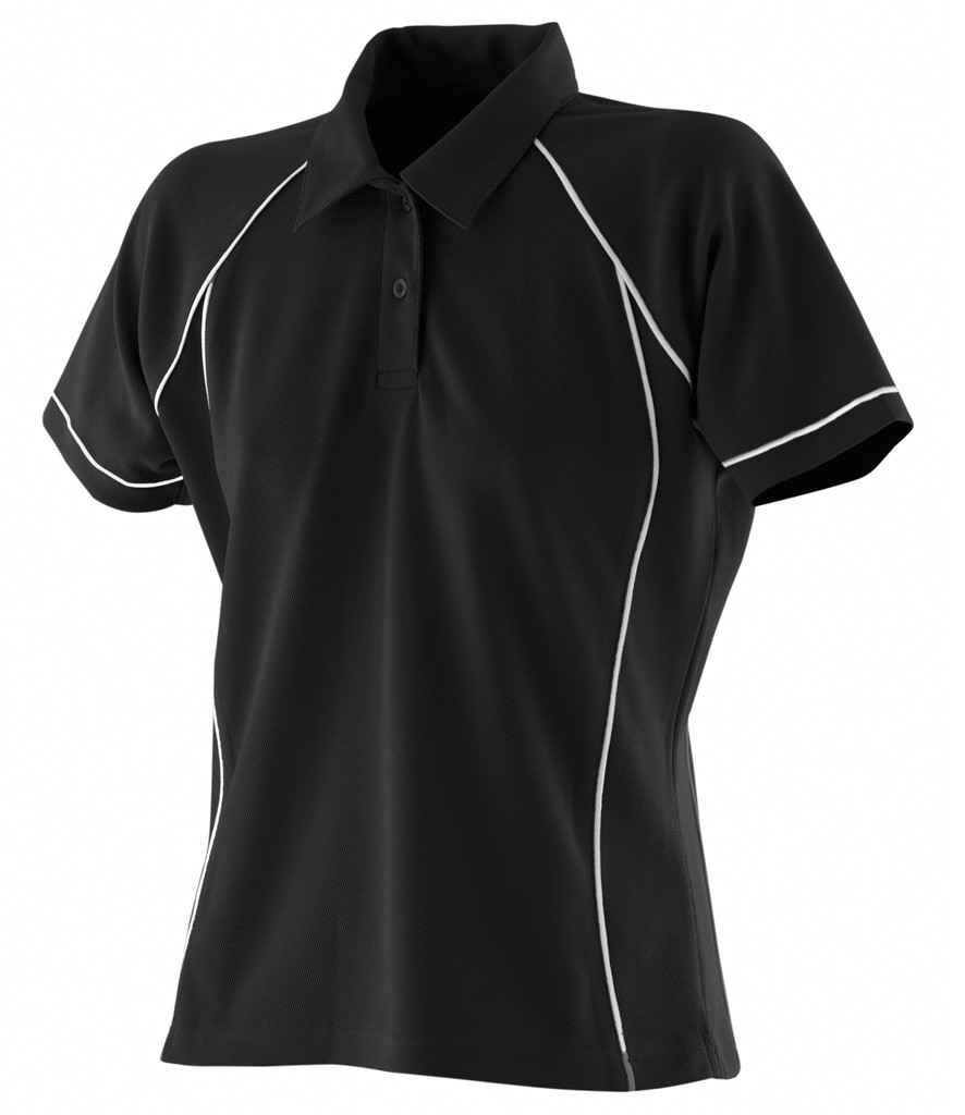 Finden and Hales Ladies Performance Piped Polo Shirt in by Finden + Hales — Custom branded clothing by Print Press, featuring premium embroidery produced in our specialist print lab in the UK.