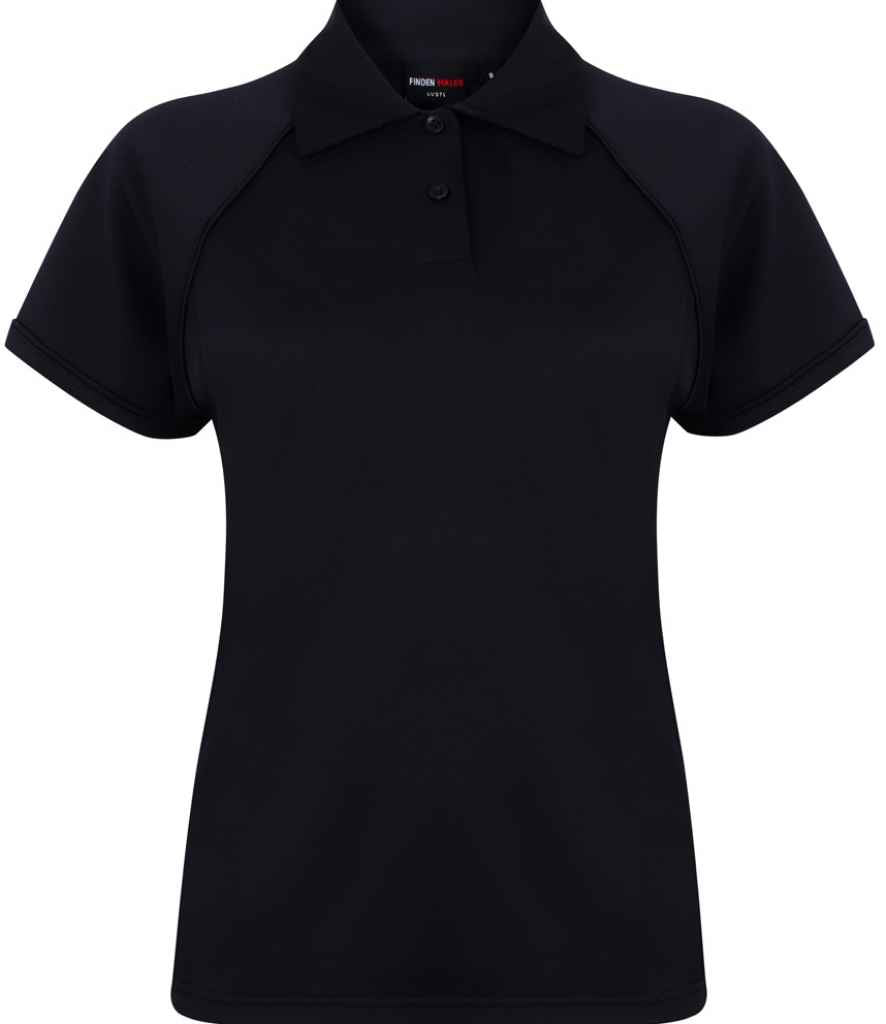 Finden and Hales Ladies Performance Piped Polo Shirt in Navy Navy by Finden + Hales — Custom branded clothing by Print Press, featuring premium embroidery produced in our specialist print lab in the UK.